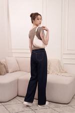 Quần jeans dáng suông màu xanh đậm