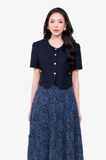 Áo tweed nữ phối nút dáng croptop