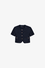 Áo tweed nữ phối nút dáng croptop