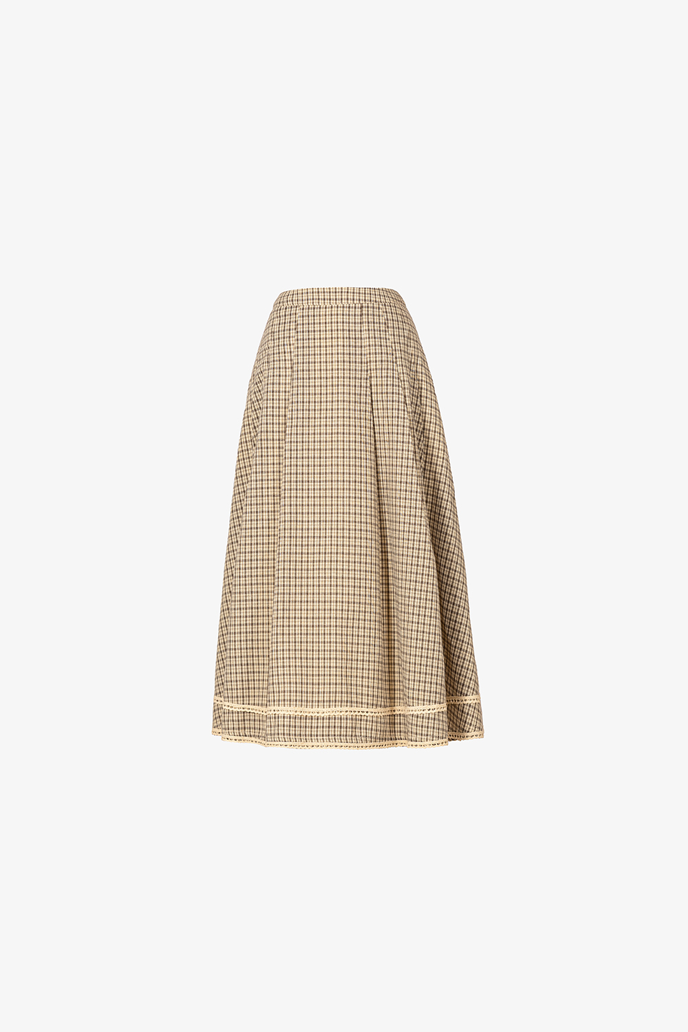 Chân váy caro dáng xòe linen sợi tre