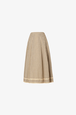 Chân váy caro dáng xòe linen sợi tre