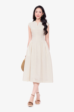 Đầm linen dáng xòe sát nách