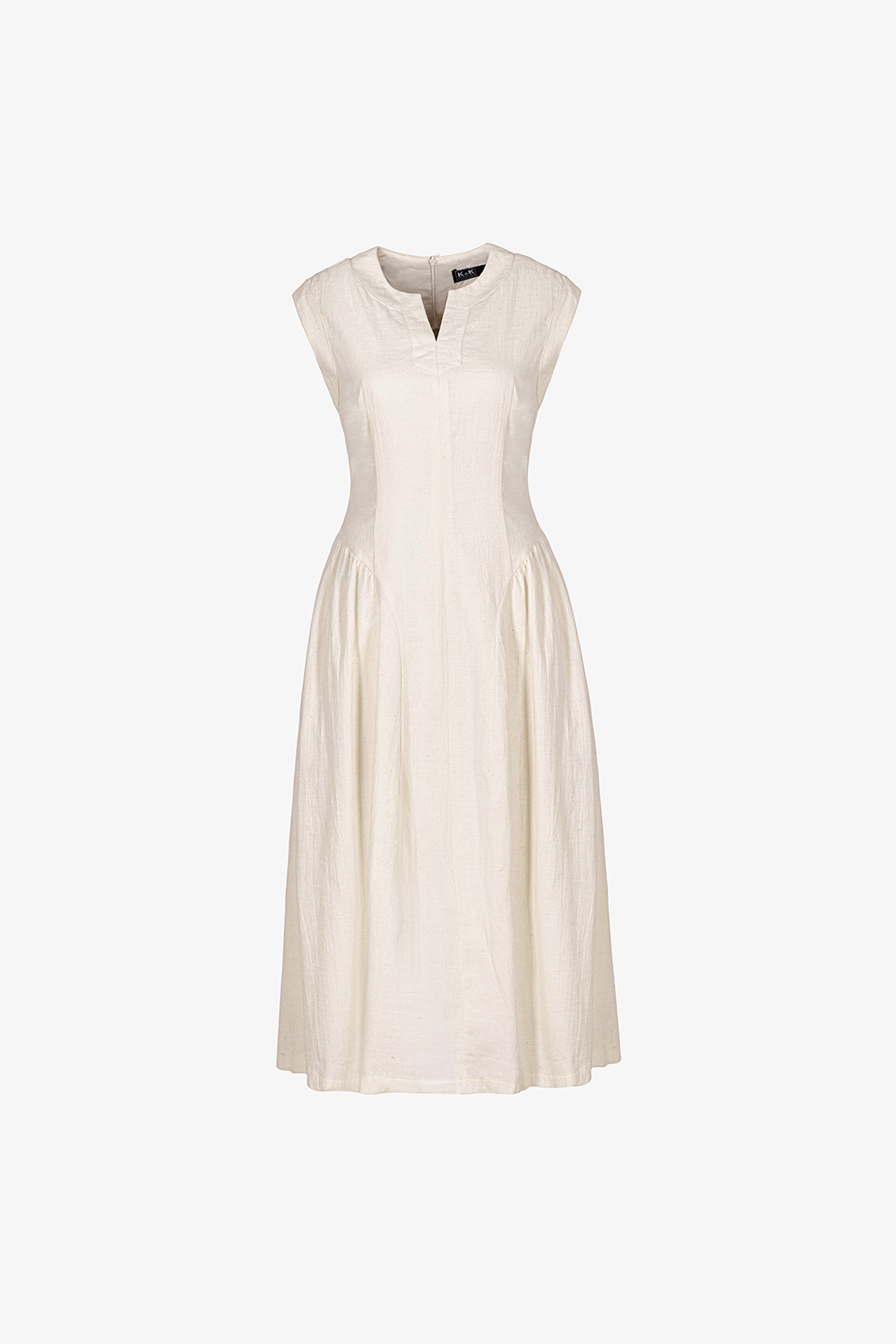 Đầm linen dáng xòe sát nách