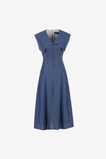 Đầm linen dáng xòe cổ thủy thủ bản lớn