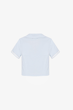 Áo thun polo màu xanh dương pastel