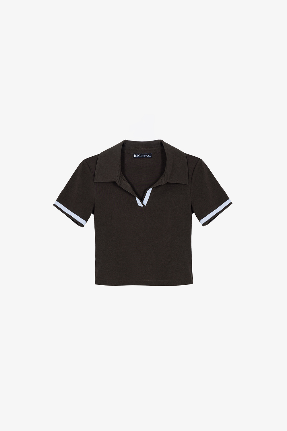Áo thun cotton nữ màu nâu cổ polo