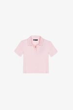 Áo thun polo nữ màu hồng pastel