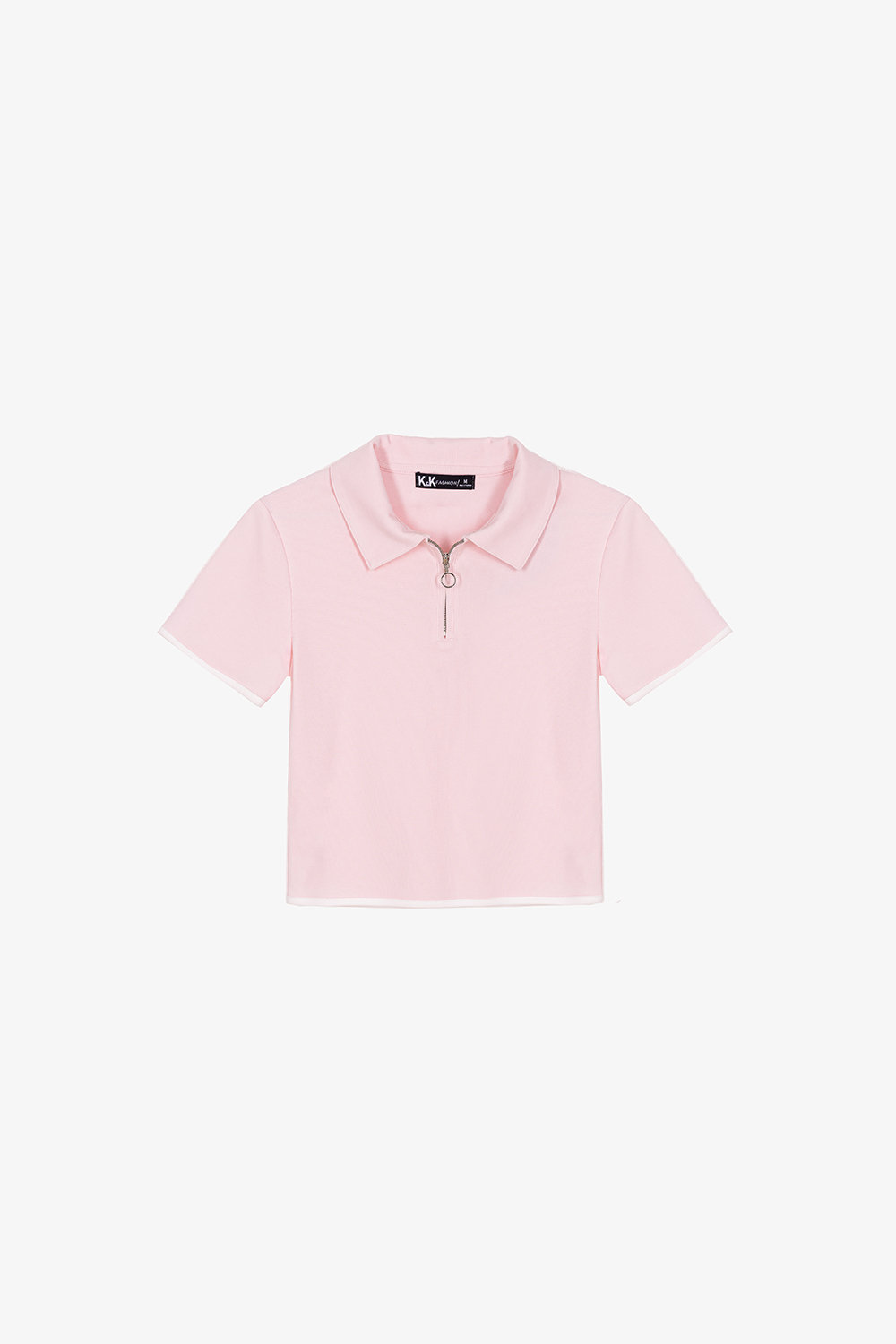 Áo thun cotton cổ polo khóa kéo