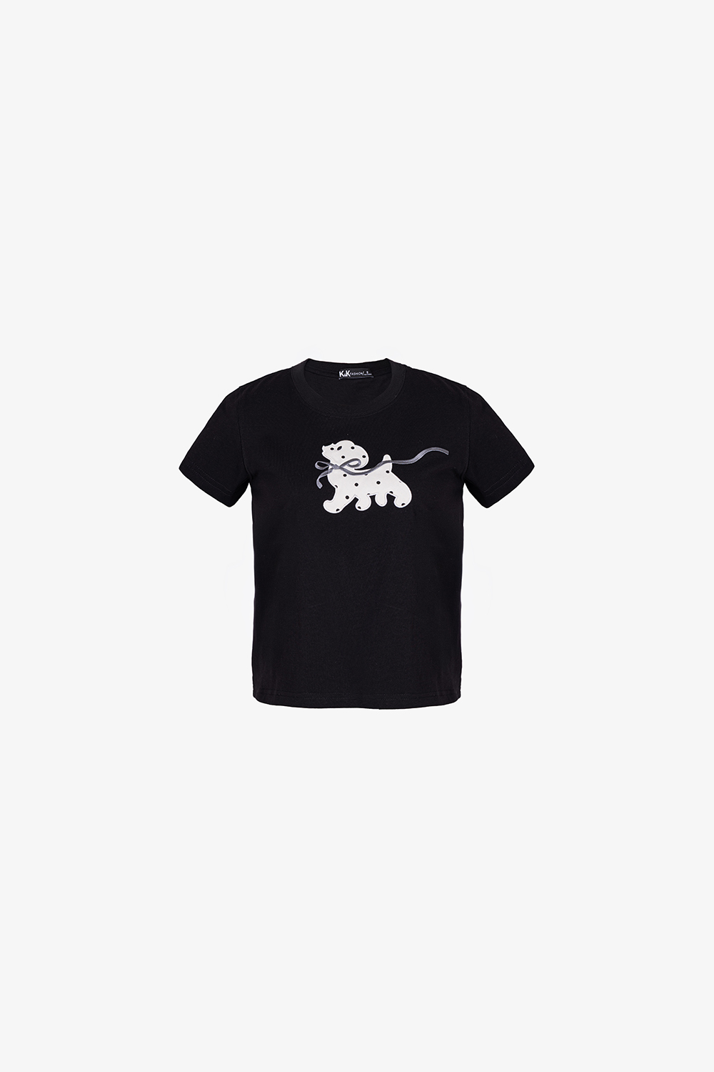 Áo thun cotton nữ màu đen in họa tiết