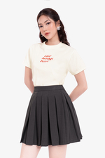 Áo thun cotton cổ tròn thêu chữ