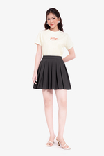 Áo thun cotton cổ tròn thêu chữ
