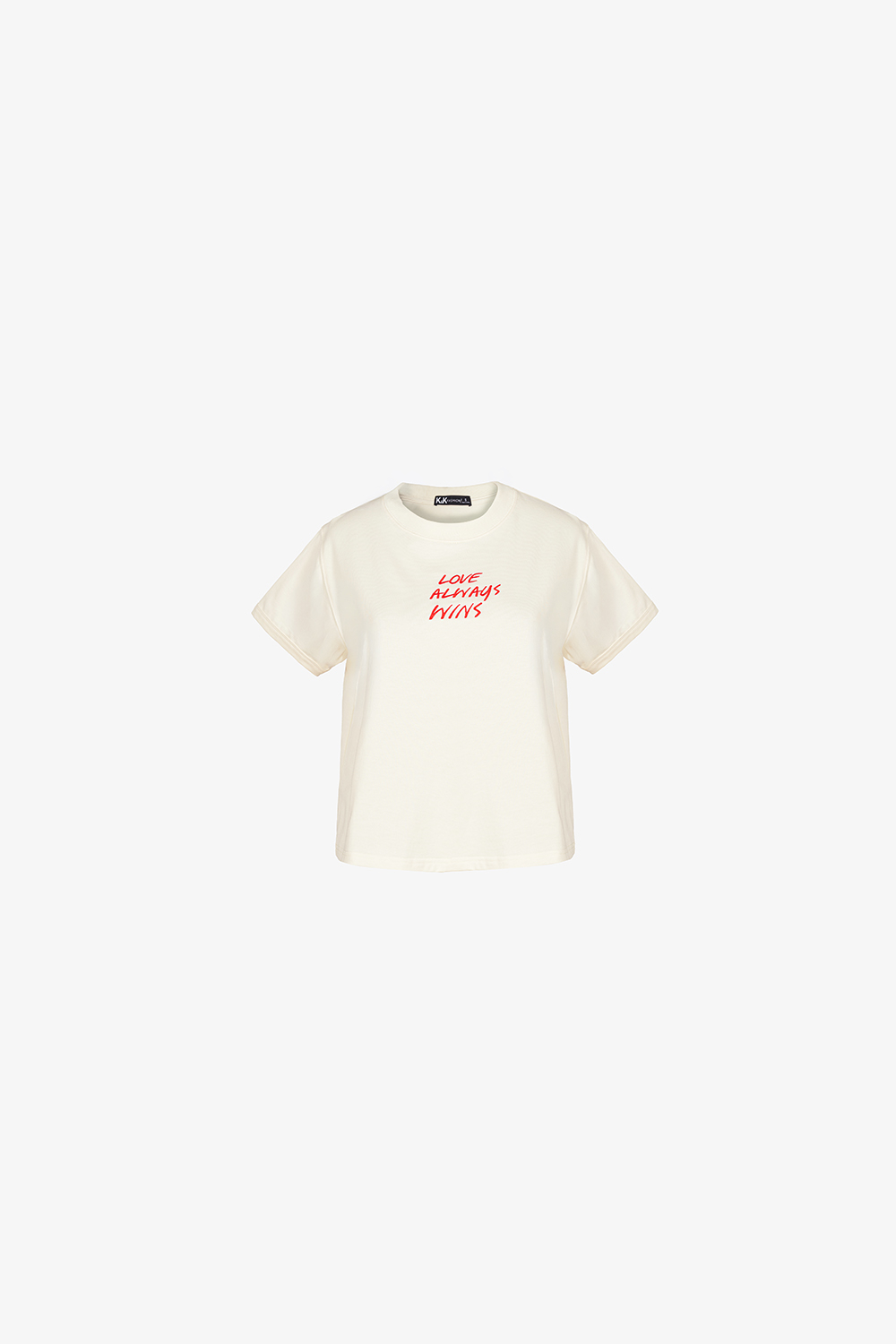 Áo thun cotton cổ tròn thêu chữ