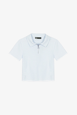Áo thun cotton cổ polo khóa kéo màu xanh