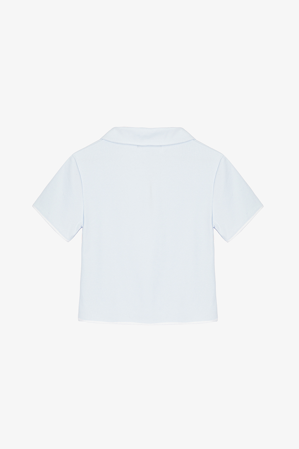 Áo thun cotton cổ polo khóa kéo màu xanh