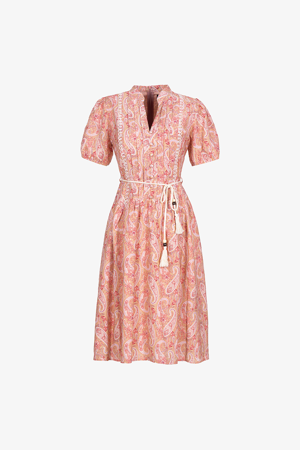 Đầm xòe cổ trụ họa tiết paisley