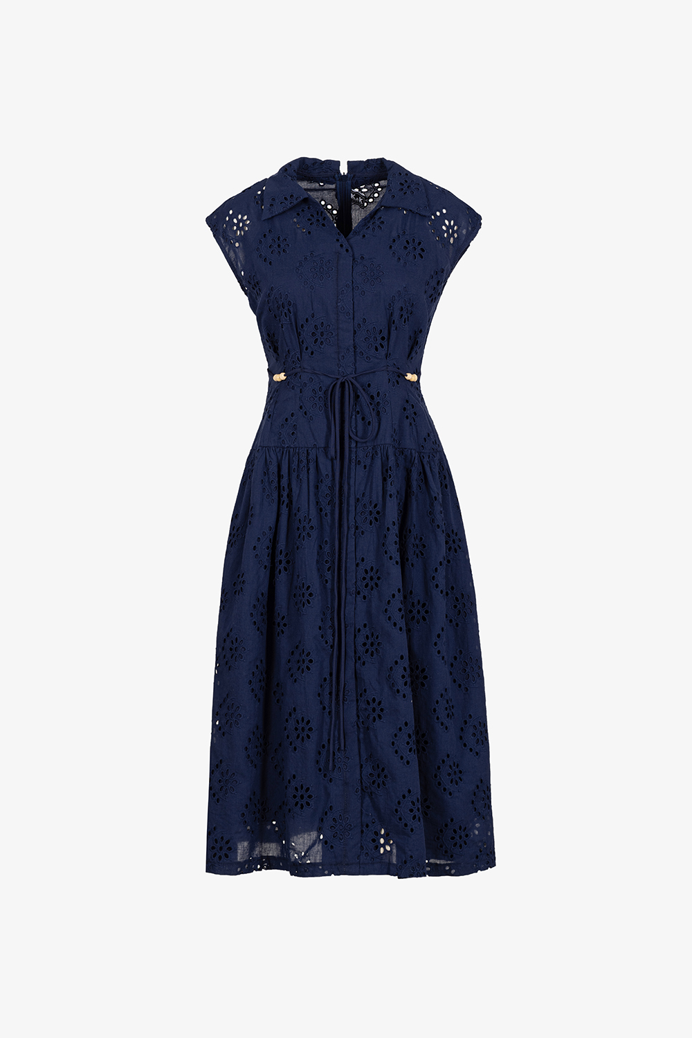 Đầm xô thêu dáng xòe màu xanh navy