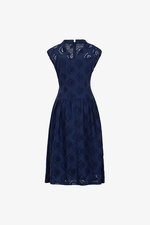 Đầm xô thêu dáng xòe màu xanh navy