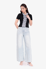 Quần jean ống suông cạp cao