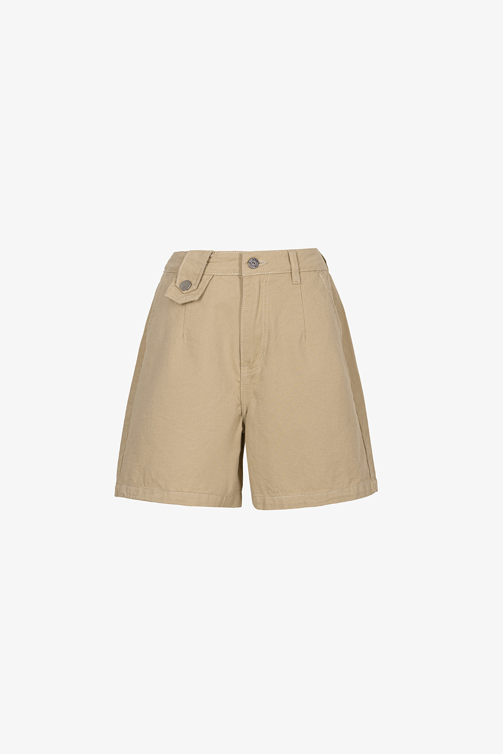Quần short jean nữ cạp cao màu be