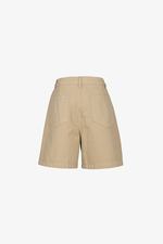 Quần short jean nữ cạp cao màu be
