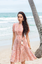 Đầm xòe cổ trụ họa tiết paisley