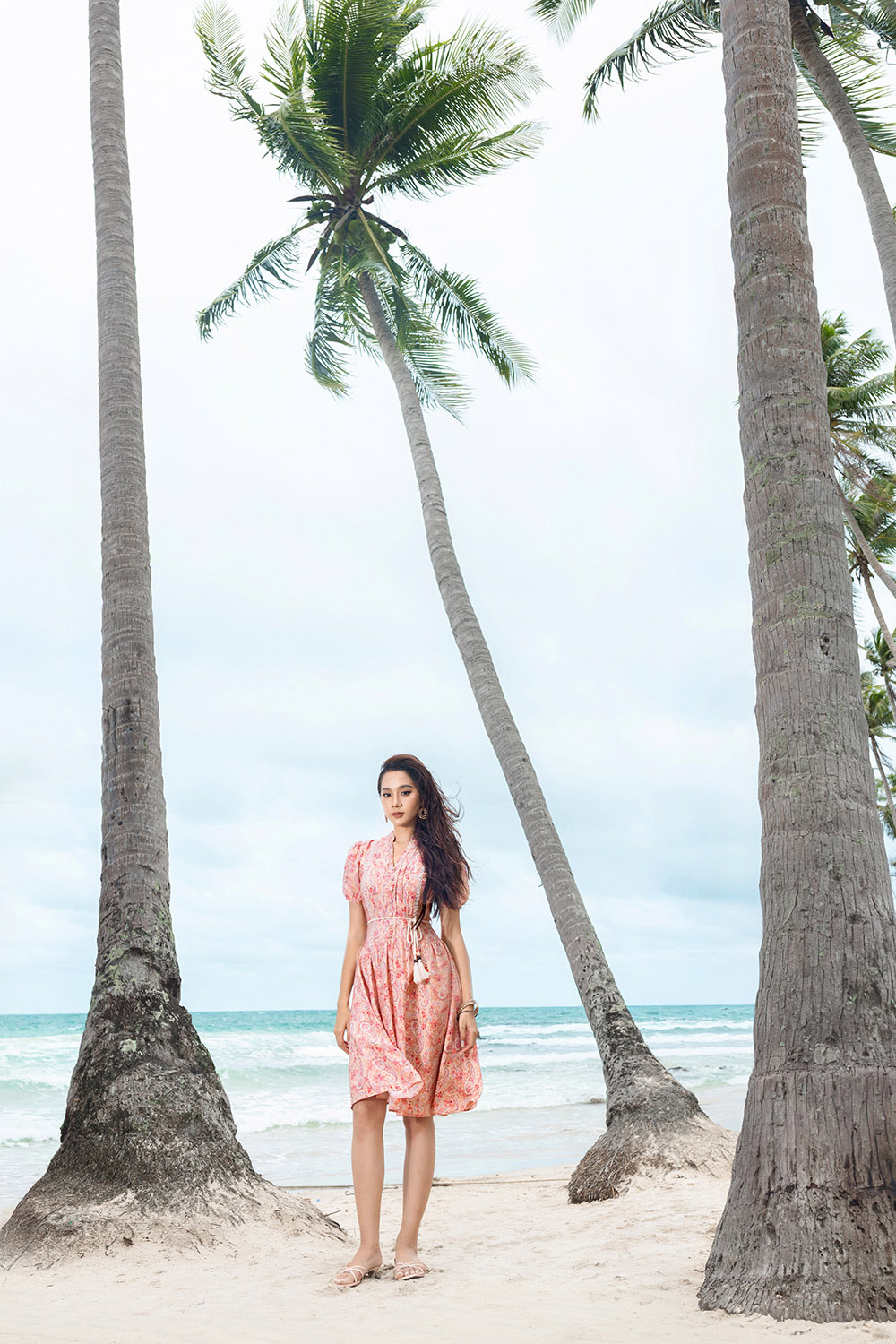 Đầm xòe cổ trụ họa tiết paisley HL34-33