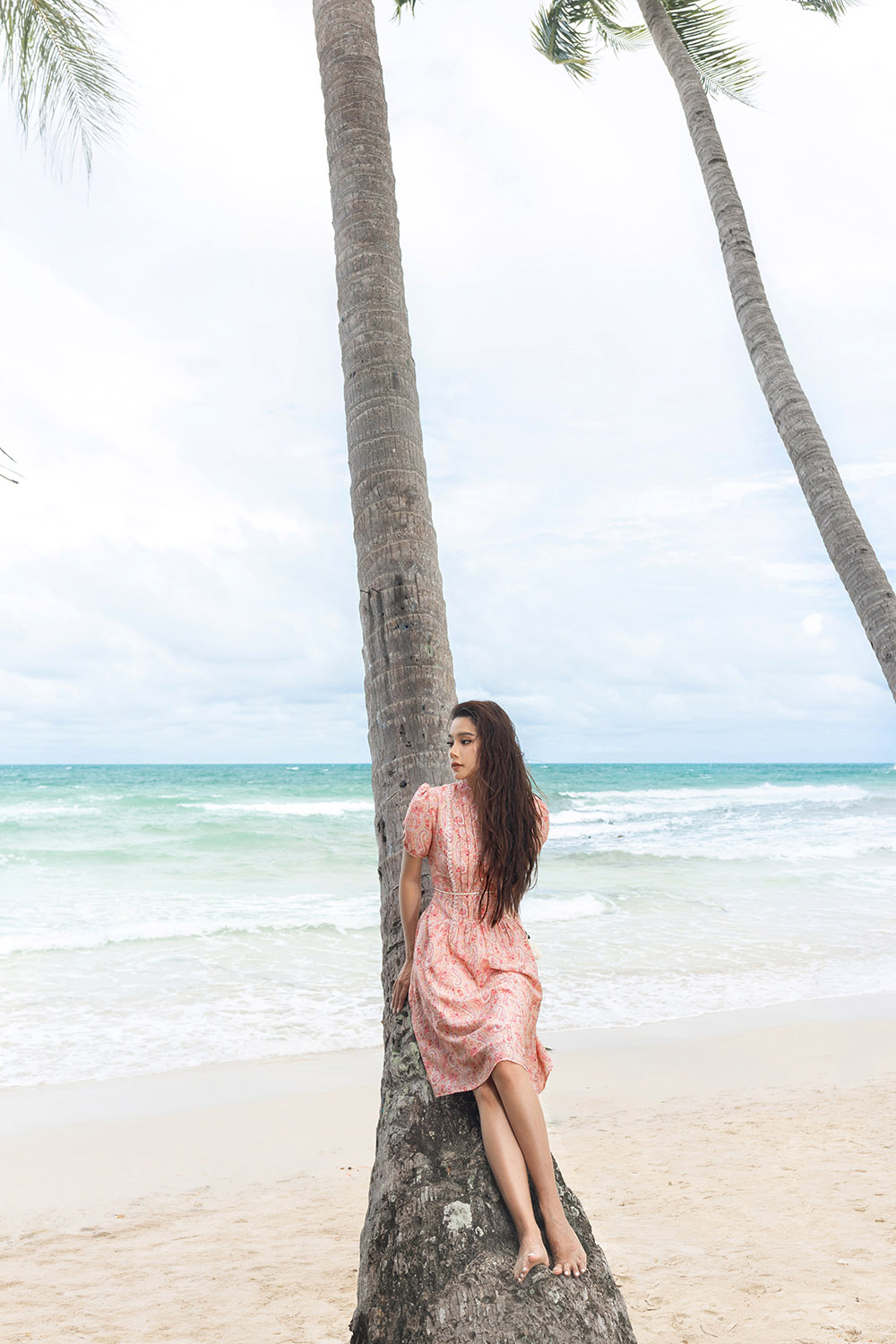 Đầm xòe cổ trụ họa tiết paisley