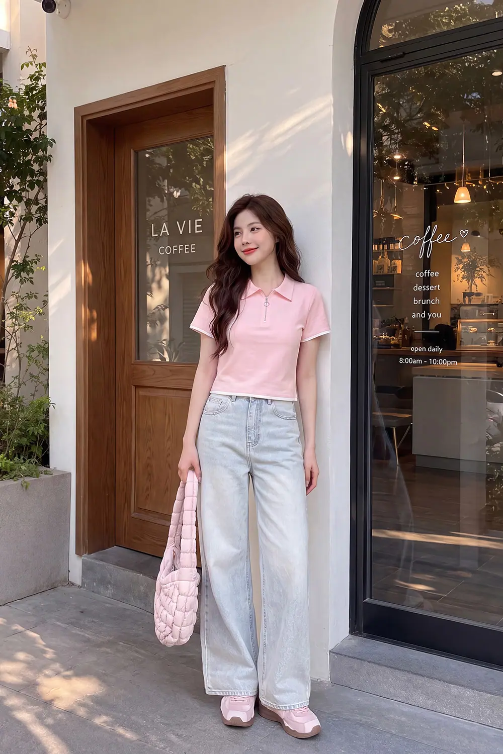 Áo thun cotton cổ polo khóa kéo