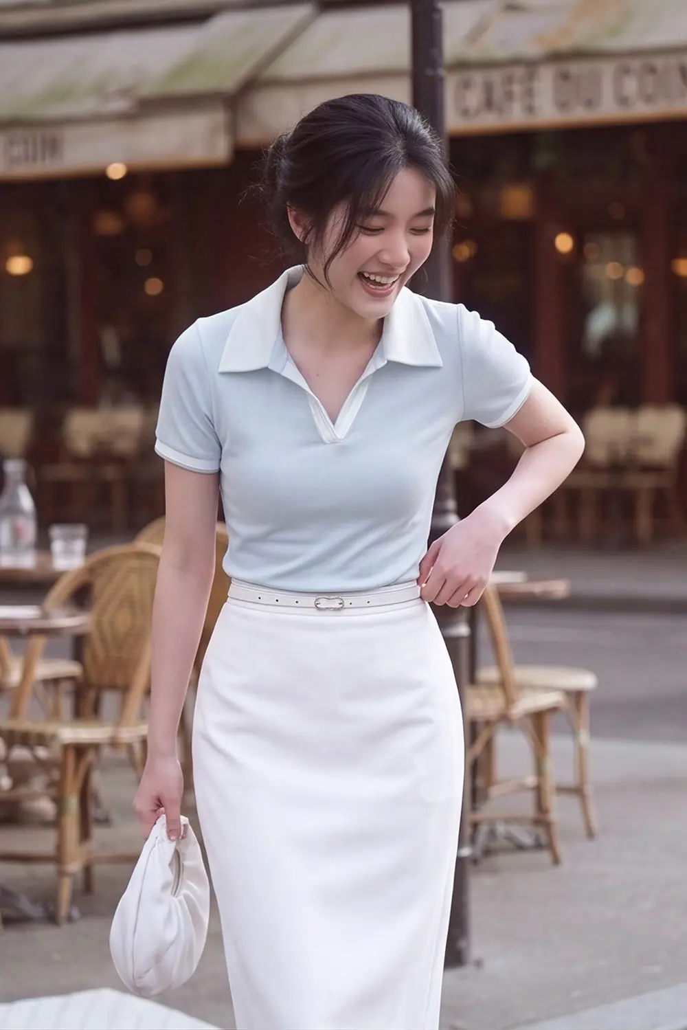 Áo thun polo màu xanh dương pastel