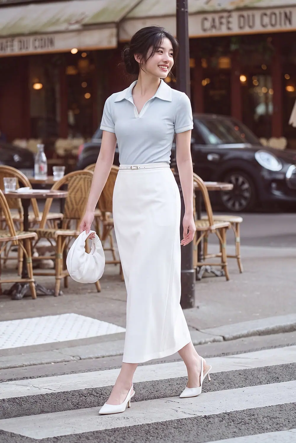 Áo thun polo màu xanh dương pastel