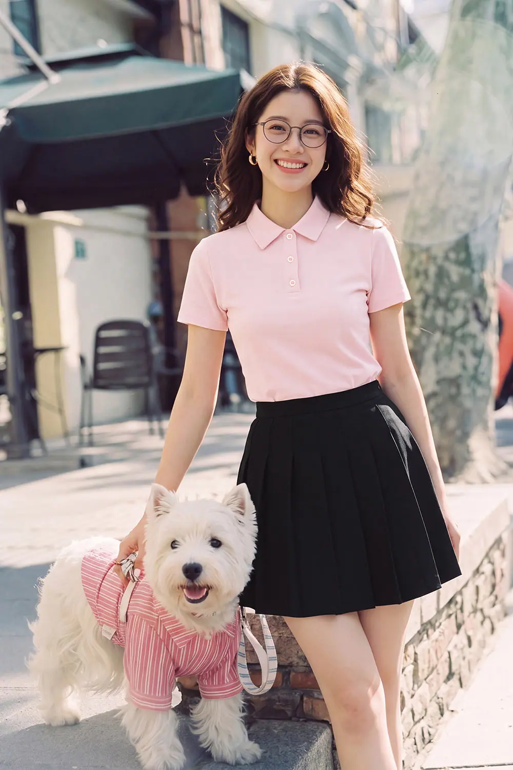 Áo thun polo nữ màu hồng pastel