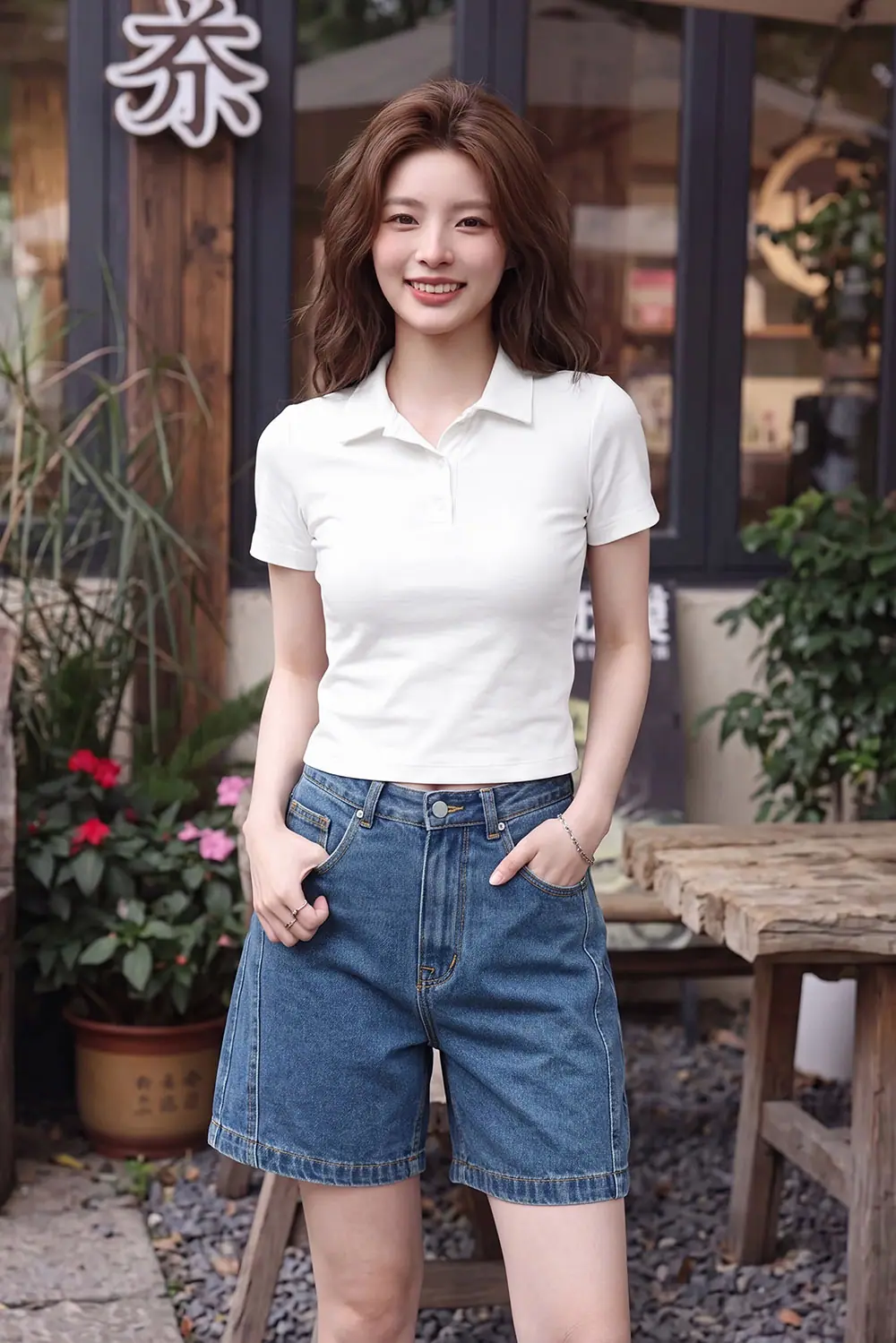 Quần short jean nữ lưng cao