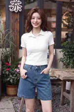 Quần short jean nữ lưng cao