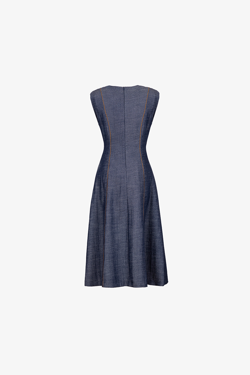 Đầm denim dáng xòe sát nách