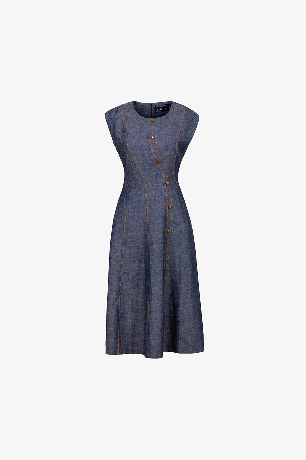 Đầm denim dáng xòe sát nách