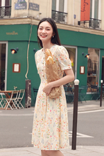 Đầm hoa nhí dáng xòe xếp ly