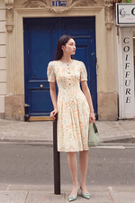 Đầm hoa nhí dáng xòe xếp ly