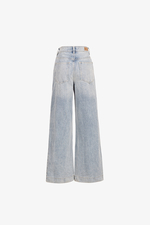 Quần jeans ống rộng màu xanh xám