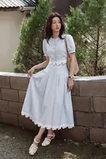 Áo kiểu nữ phối ren dáng ngắn