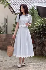 Áo kiểu nữ phối ren dáng ngắn