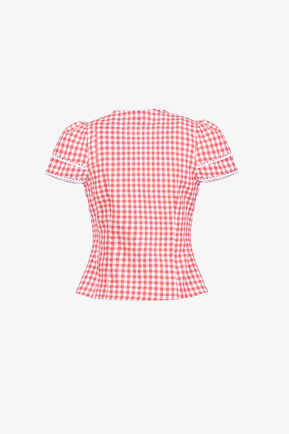 Áo kiểu caro cổ V dáng peplum