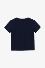 Áo thun cotton màu xanh thêu chữ