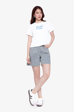 Áo thun cotton nữ màu trắng chữ thêu