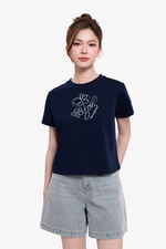 Áo thun cotton nữ form suông in hoa