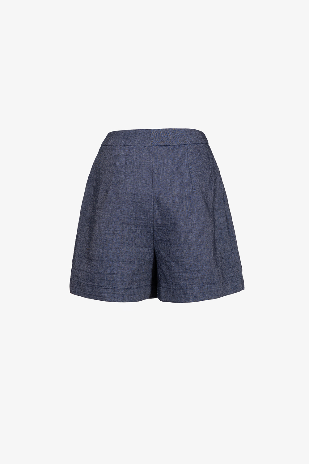 Quần short denim ống suông cạp cao