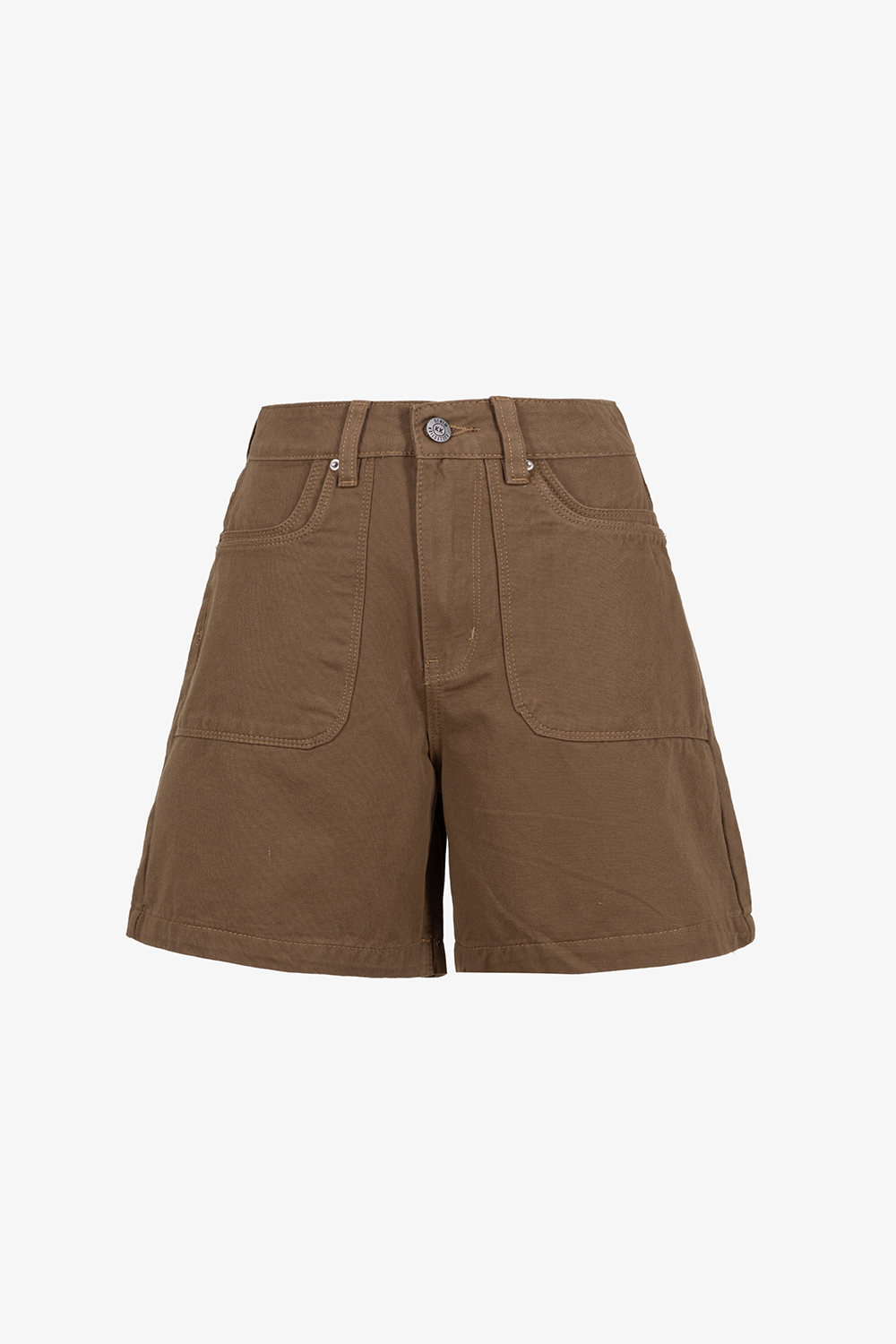 Quần short jean nâu cạp cao
