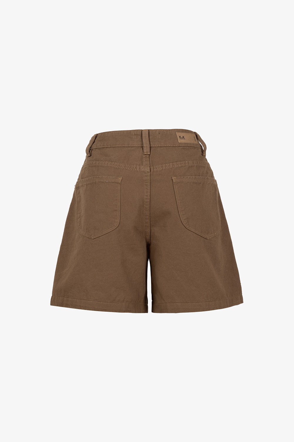 Quần short jean nâu cạp cao