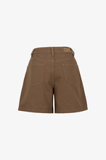 Quần short jean nâu cạp cao