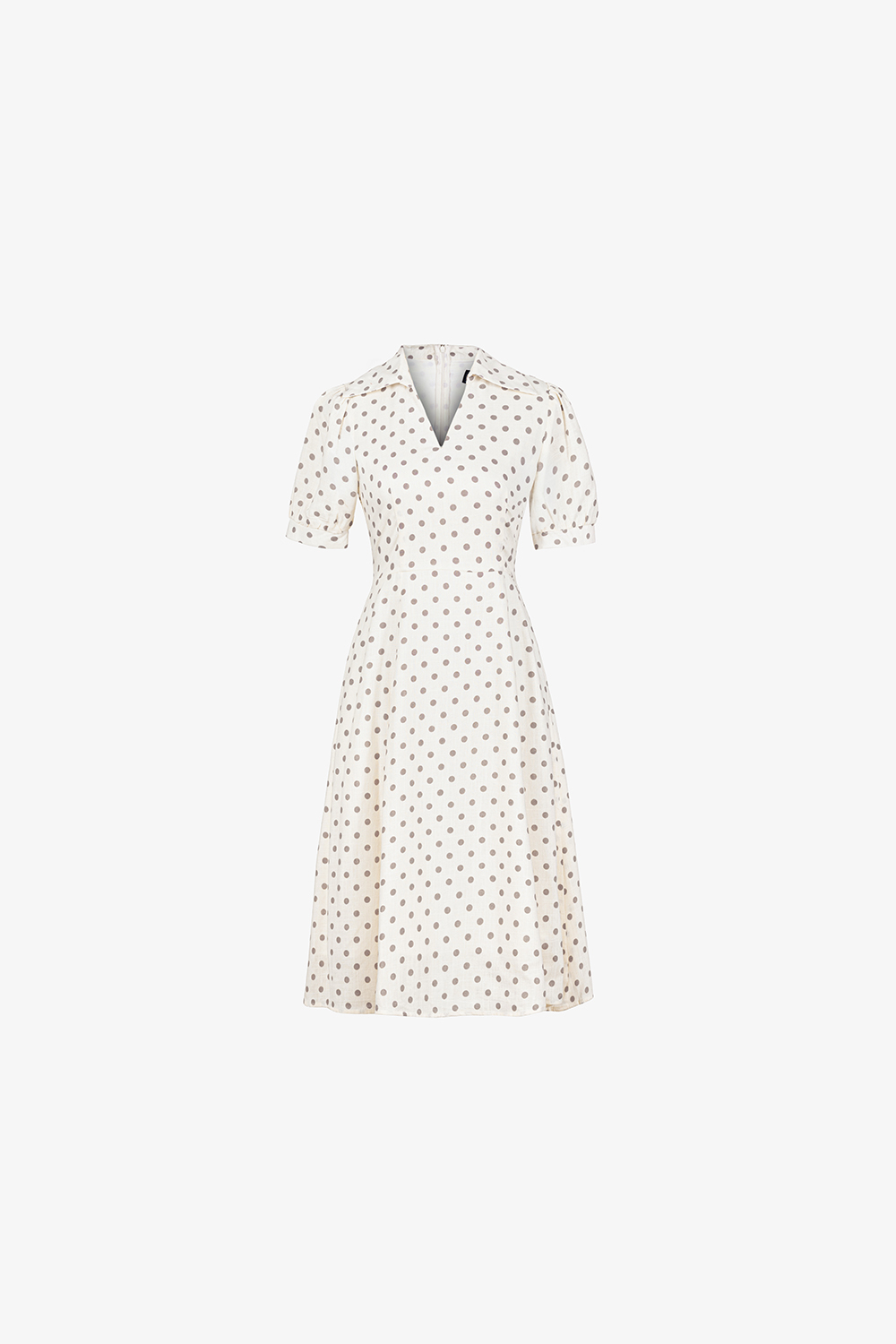 Đầm linen họa tiết chấm bi dáng xòe