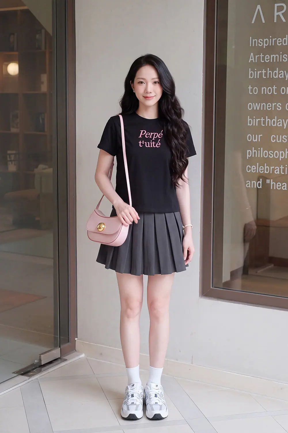 Áo thun cotton màu đen in chữ cổ tròn